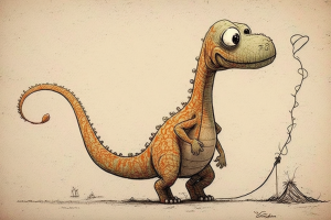 Un dinosaurio que representa el clásico ejemplo de las palabras de cola larga