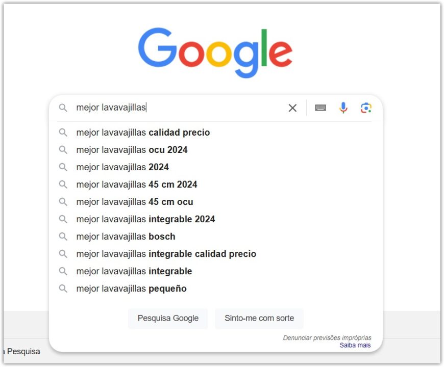 Un ejemplo de búsqueda en Google para una palabra clave comercial.