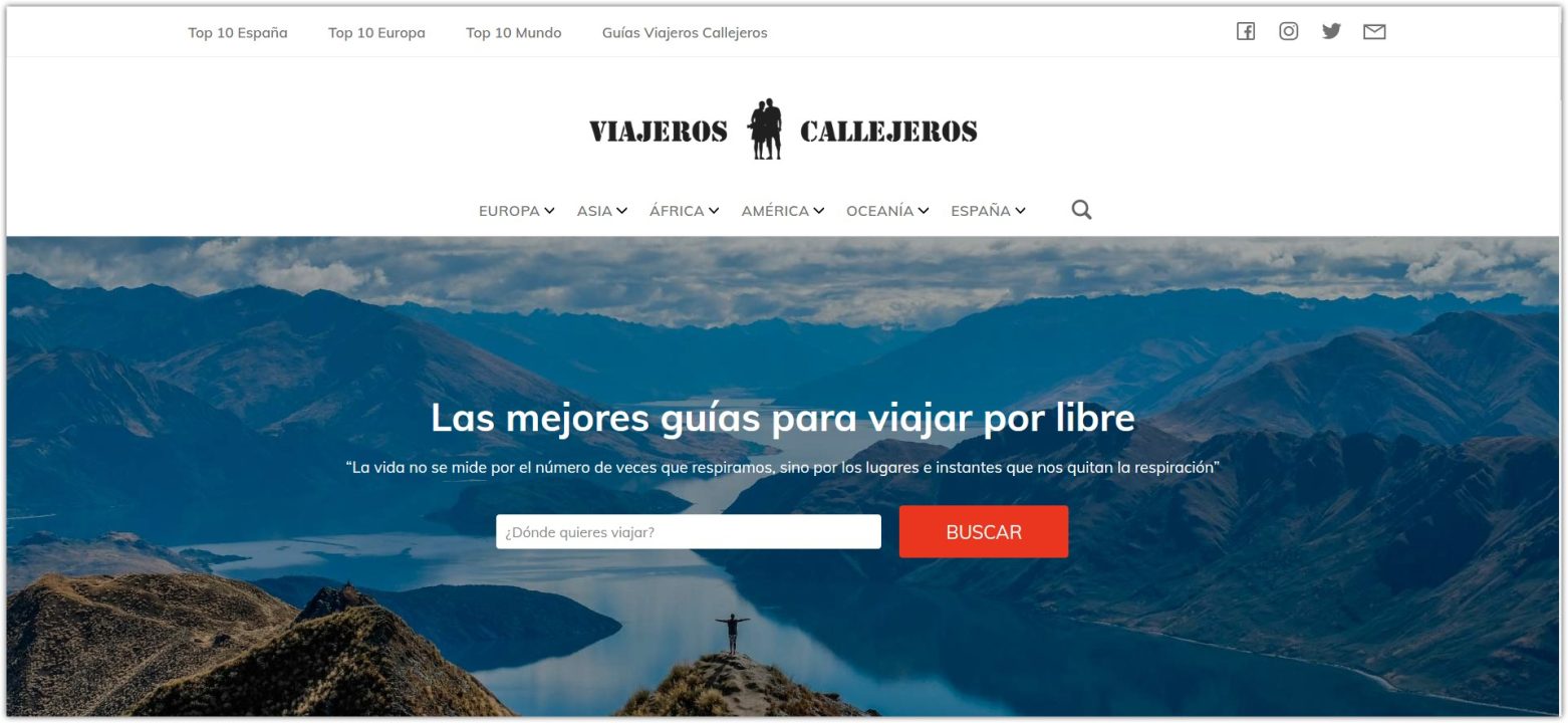 Portada del sitio web viajeroscallejeros.com